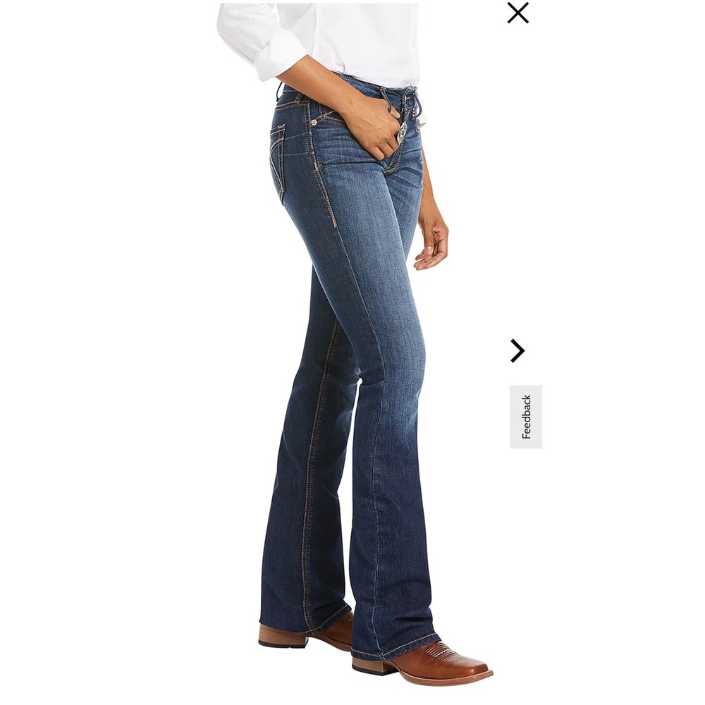 Ariat Real Riding Jean Women 28R Blue Spitfire Bootcut Mid Rise Stretch Denim